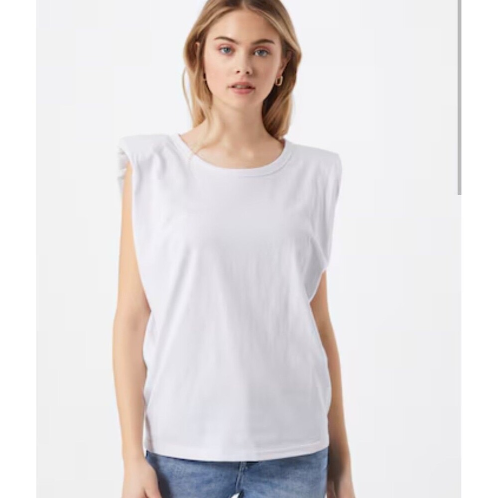 NWT Bardot Uma Top in Orchid White Size Small Organic Cotton Padded Shoulders